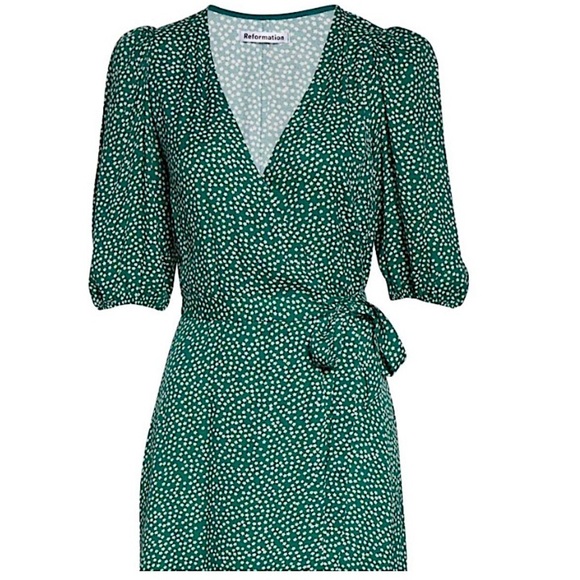Reformation Christa Midi Wrap Dress Puff Sleeve Floral Size Large - Picture 11 of 15